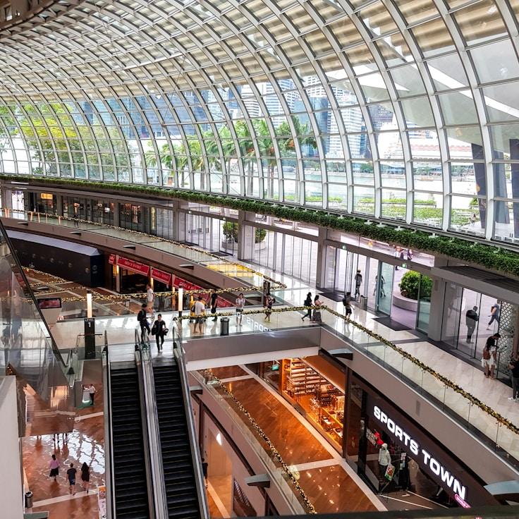 Shopping mall with wide corridors suitable for strollers